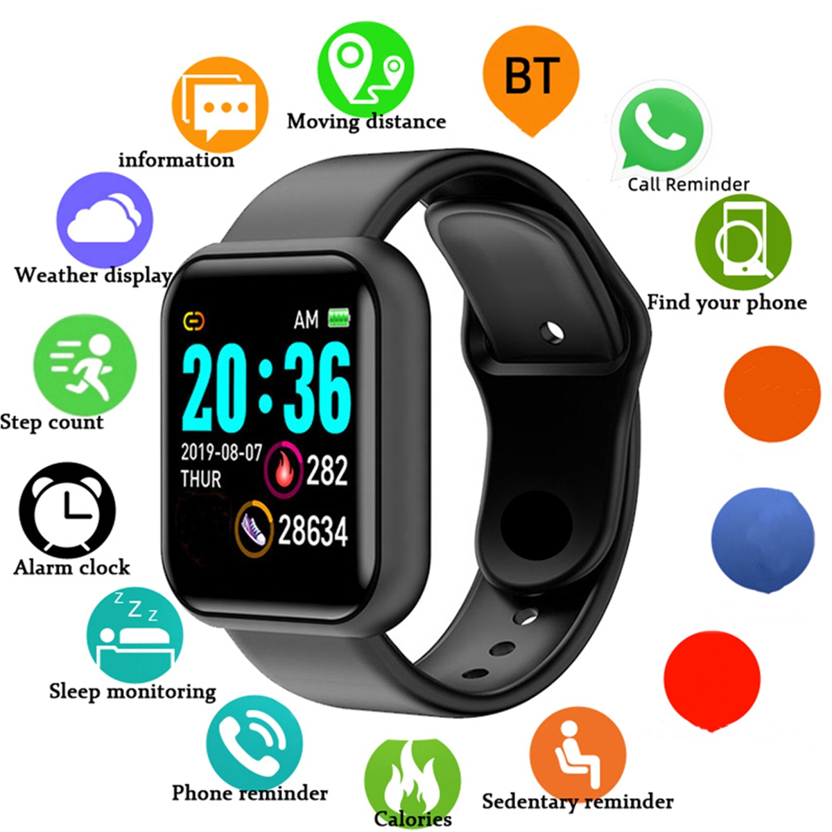 Health Wellness Bracelet - 남성 스마트 시계 컬러 스크린 블루투스