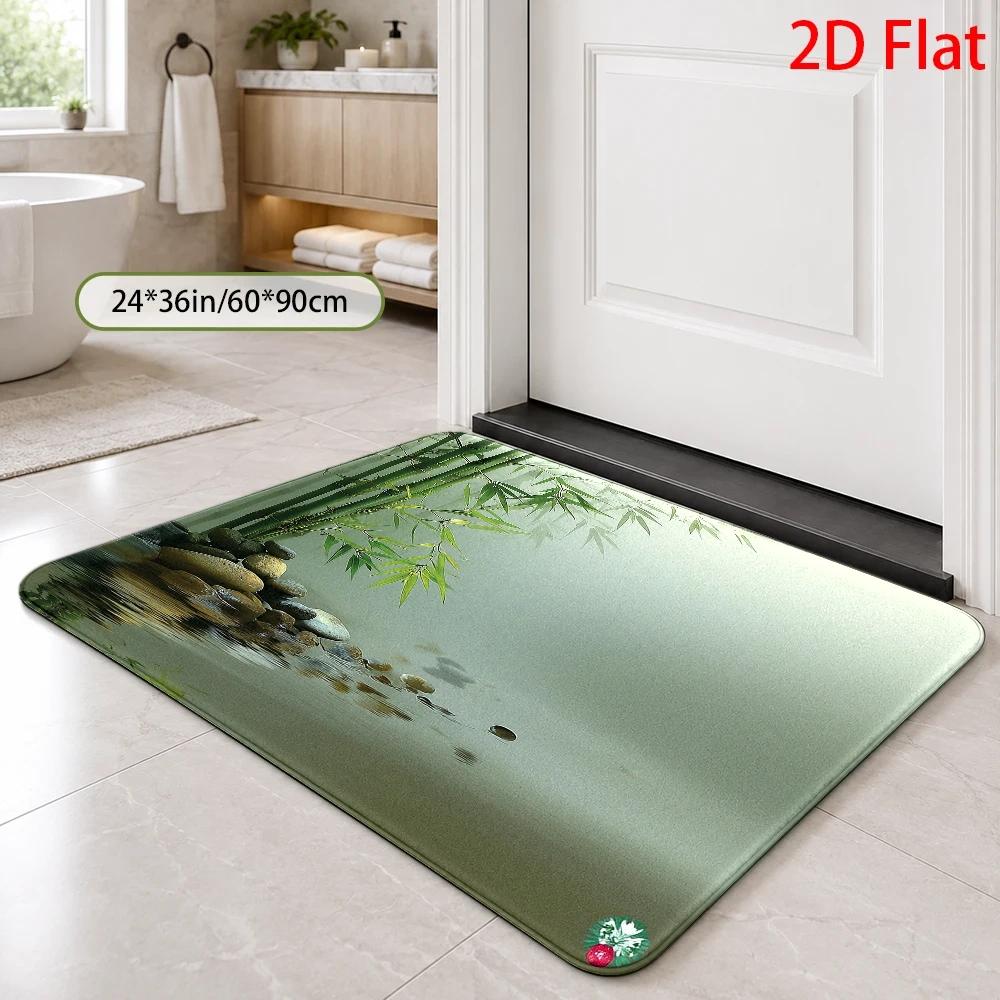 방수 욕실 매트, 대나무 자연 젠 디자인 폴리에스터 빠 - Bamboo Bath Mat 리뷰 및 가격