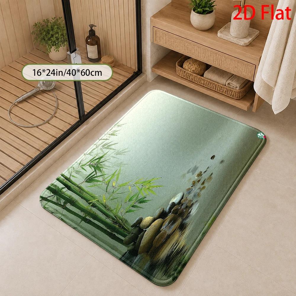 방수 욕실 매트, 대나무 자연 젠 디자인 폴리에스터 빠 - Bamboo Bath Mat 리뷰 및 가격
